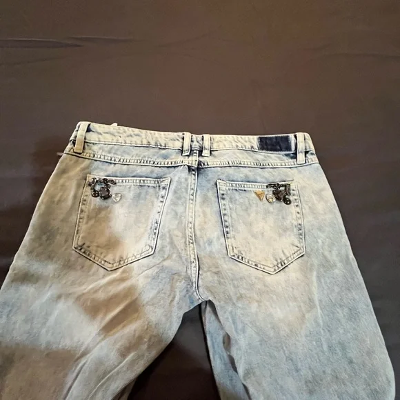 Guess Marilyn 3 Zip skinny low jeans with jewelry. Size 31 - Picture 5 of 8